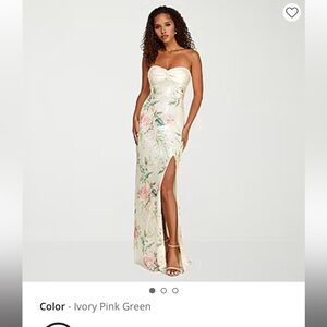 Ivory Floral Strapless Gown
